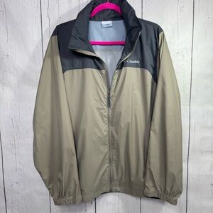 Columbia Mens Full Zip Lightweight Windbreaker Jacket Gray Black Size M Outdoor